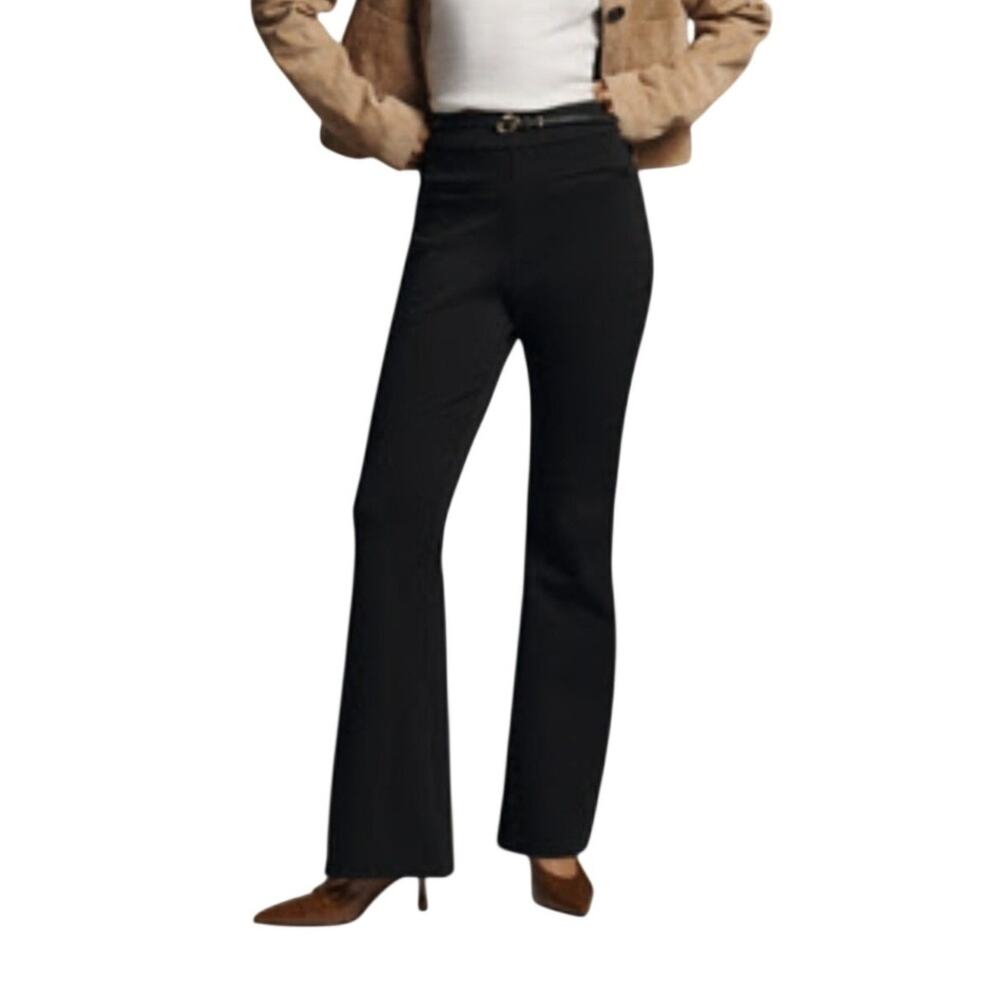 By Anthropologie High-Rise Flare Knit Pants Black Size L NWT